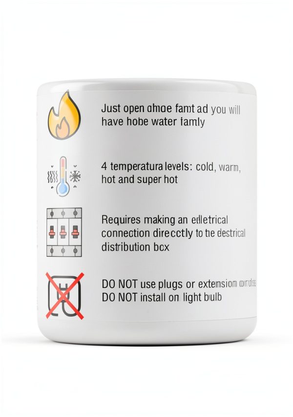 Electric shower FAME SUPERDUCHA QUATTRO 110V 4-Temp Tankless Heater-5
