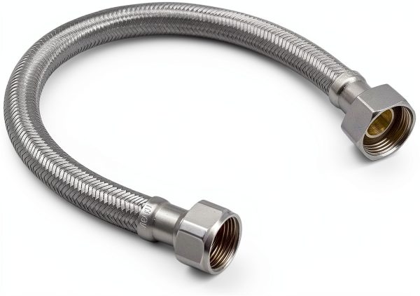 EZ Fluid 12 Inch Braided Stainless Steel Water Heater Hose 3/4" FIP-3