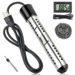 Immersion Water Heater Electric, 2000W Portable Hot Water Heater with 304 S S Guard & LCD Thermometer, Submersible Water Heater Heats up 5 Gallons of Water in Minutes for Bucket Bathtub Small Pool-0